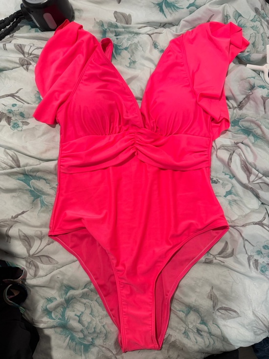 Other - Girls' Hot Pink One-Piece Swimsuit with Ruching